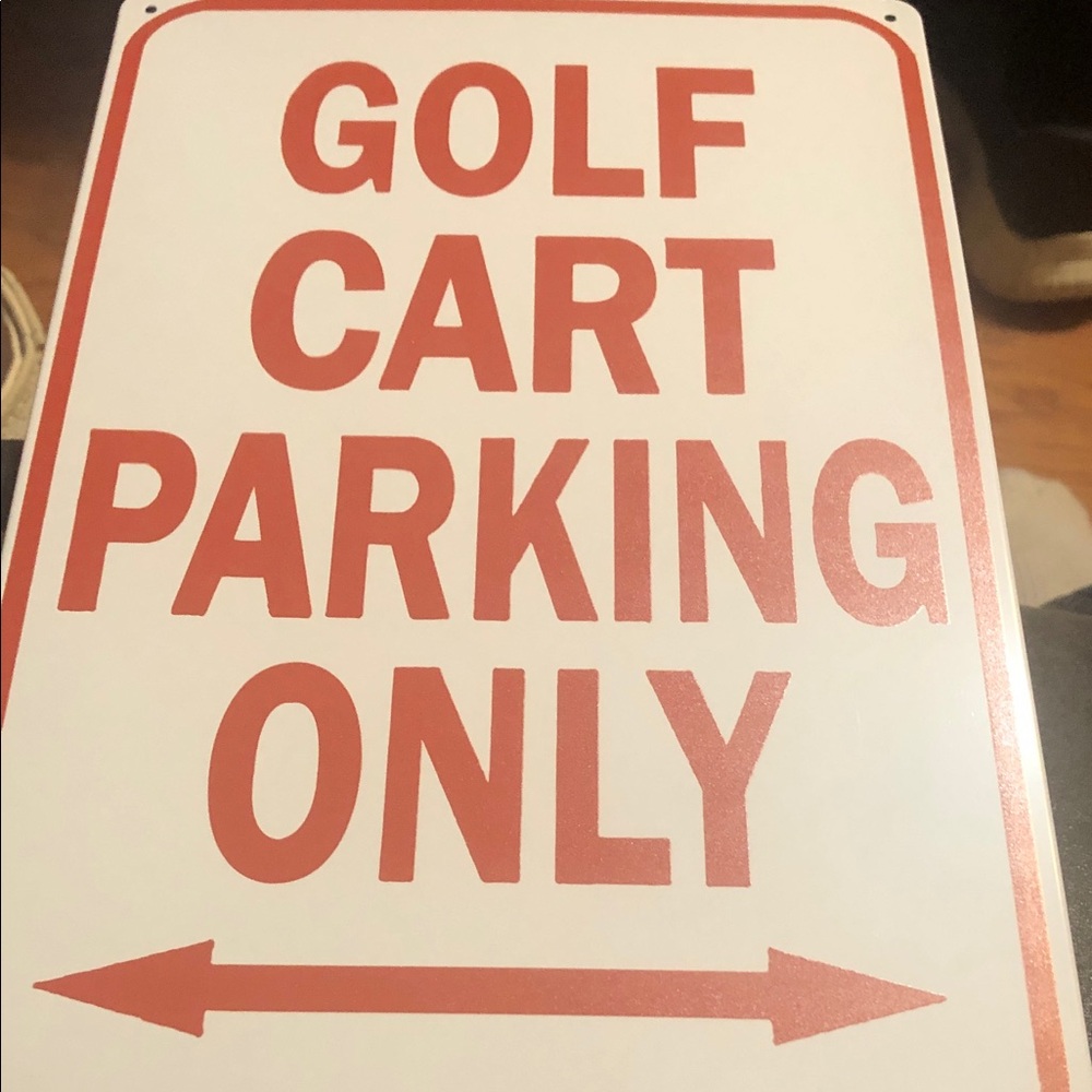 Golf Cart Parking Sign — White and Red